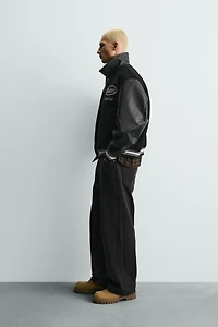 COMBINATION EMBROIDERED BOMBER JACKET