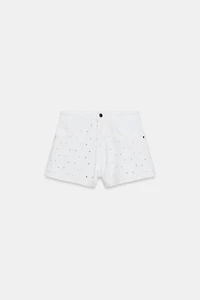 Z1975 MID-RISE EYELET EMBROIDERED SHORTS