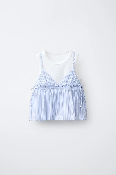 STRIPED TOP WITH RIB T-SHIRT