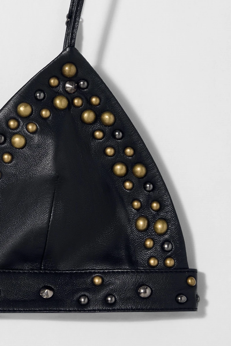 LEATHER STUDDED BRA KATE MOSS X ZARA