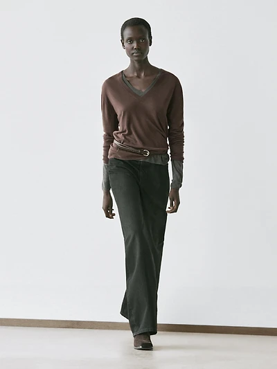 Silk and wool blend knit sweater