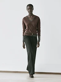 Silk and wool blend knit sweater