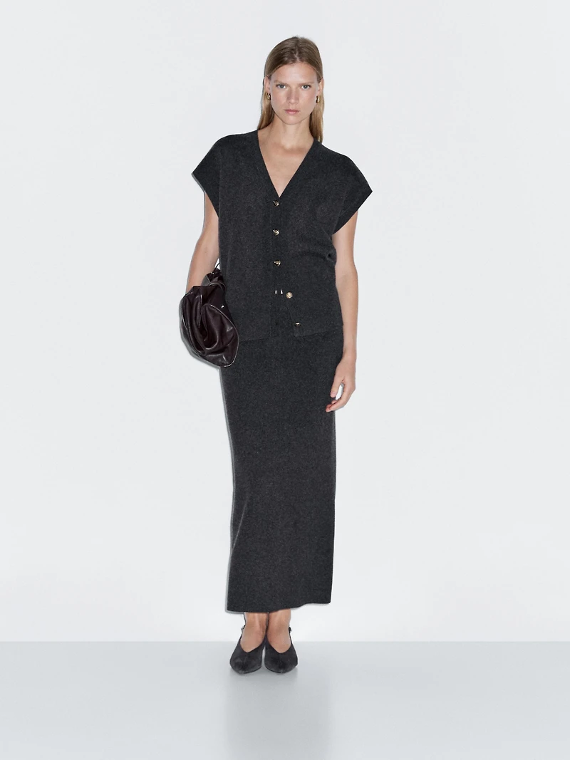 Double-faced midi skirt