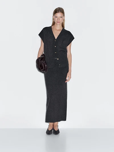 Double-faced midi skirt