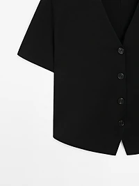 Flowing knit short sleeve cardigan