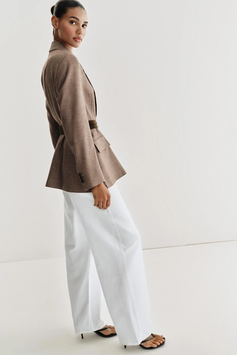 HERRINGBONE BELTED BLAZER