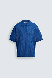 BRAIDED TEXTURED KNIT POLO