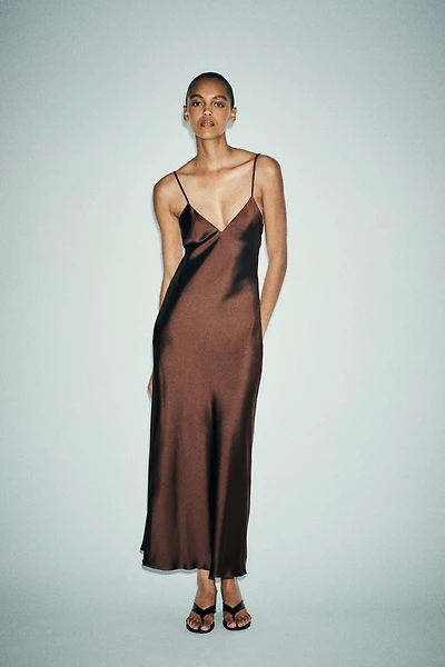 SATIN MIDI DRESS