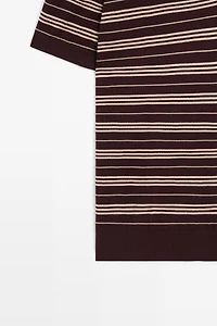 100% Cotton Striped Knit Polo Sweater