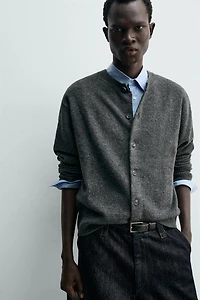 RELAXED FIT WOOL BLEND CARDIGAN