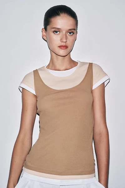 T-SHIRT SUPERPOSITION CONTRASTE
