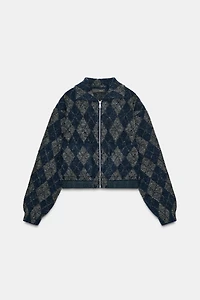 ARGYLE KNIT BOMBER JACKET