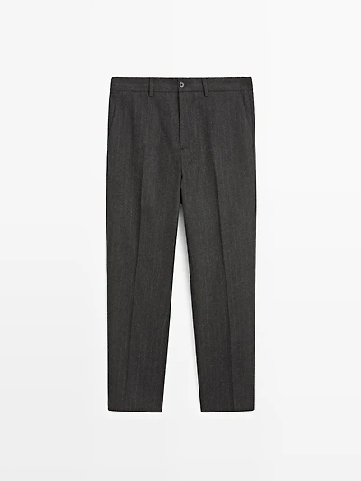 Pantalon à rayures en laine mélangée
