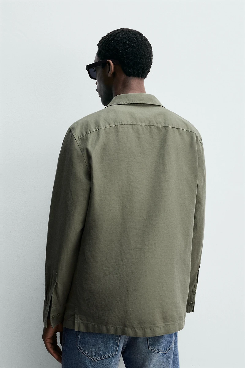 RELAXED FIT OVERSHIRT WITH LINEN