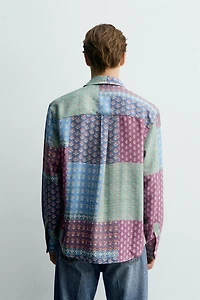 RELAXED FIT PATCHWORK PRINT SHIRT