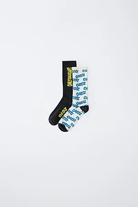 TWO-PACK OF TEXT LONG SOCKS