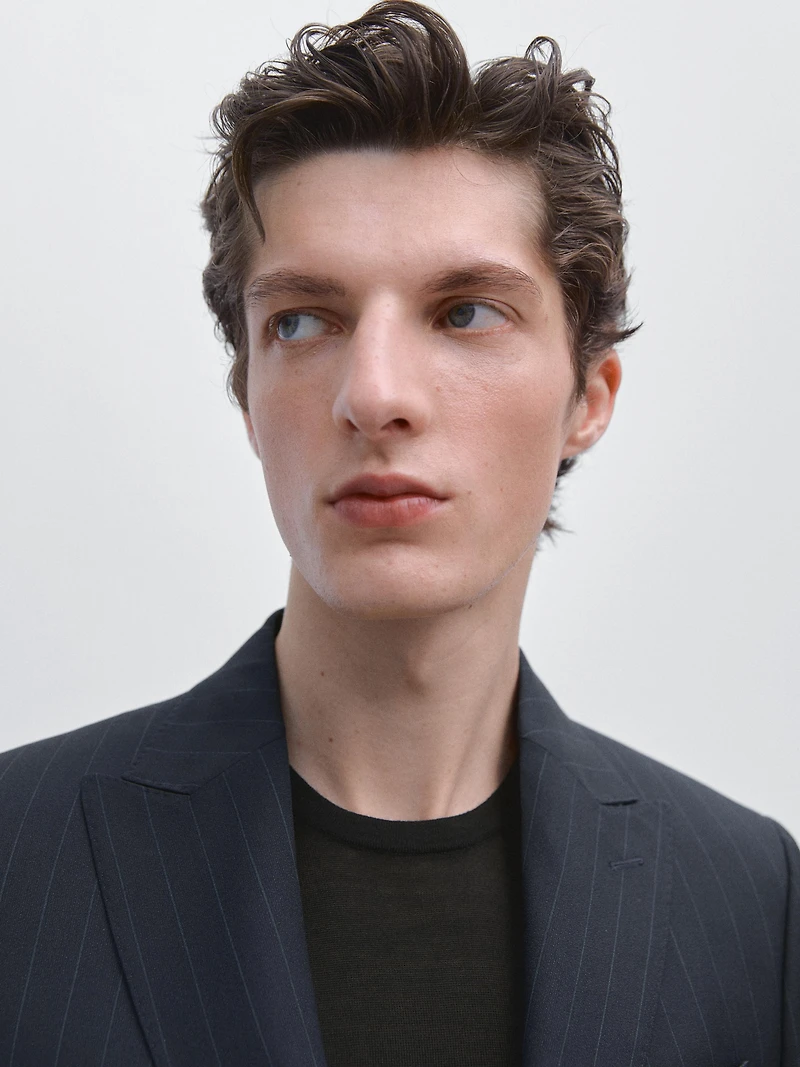 100% wool pinstriped suit blazer