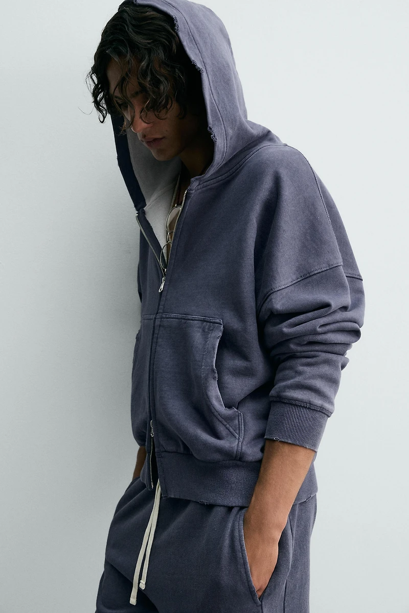 SWEAT BIMATIÈRE WAFFLE À CAPUCHE