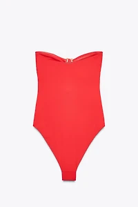 CUT OUT FLORAL BANDEAU SWIMSUIT
