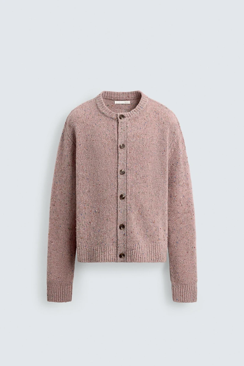 WOOL BLEND FLECKED CARDIGAN