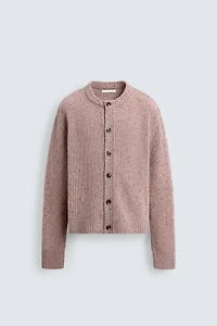 WOOL BLEND FLECKED CARDIGAN