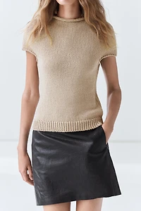 Nappa leather mini skirt