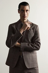 LINEN-WOOL CHECKERED SUIT JACKET