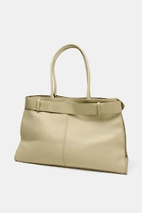 LEATHER CITY BAG WITH BELT DETAIL