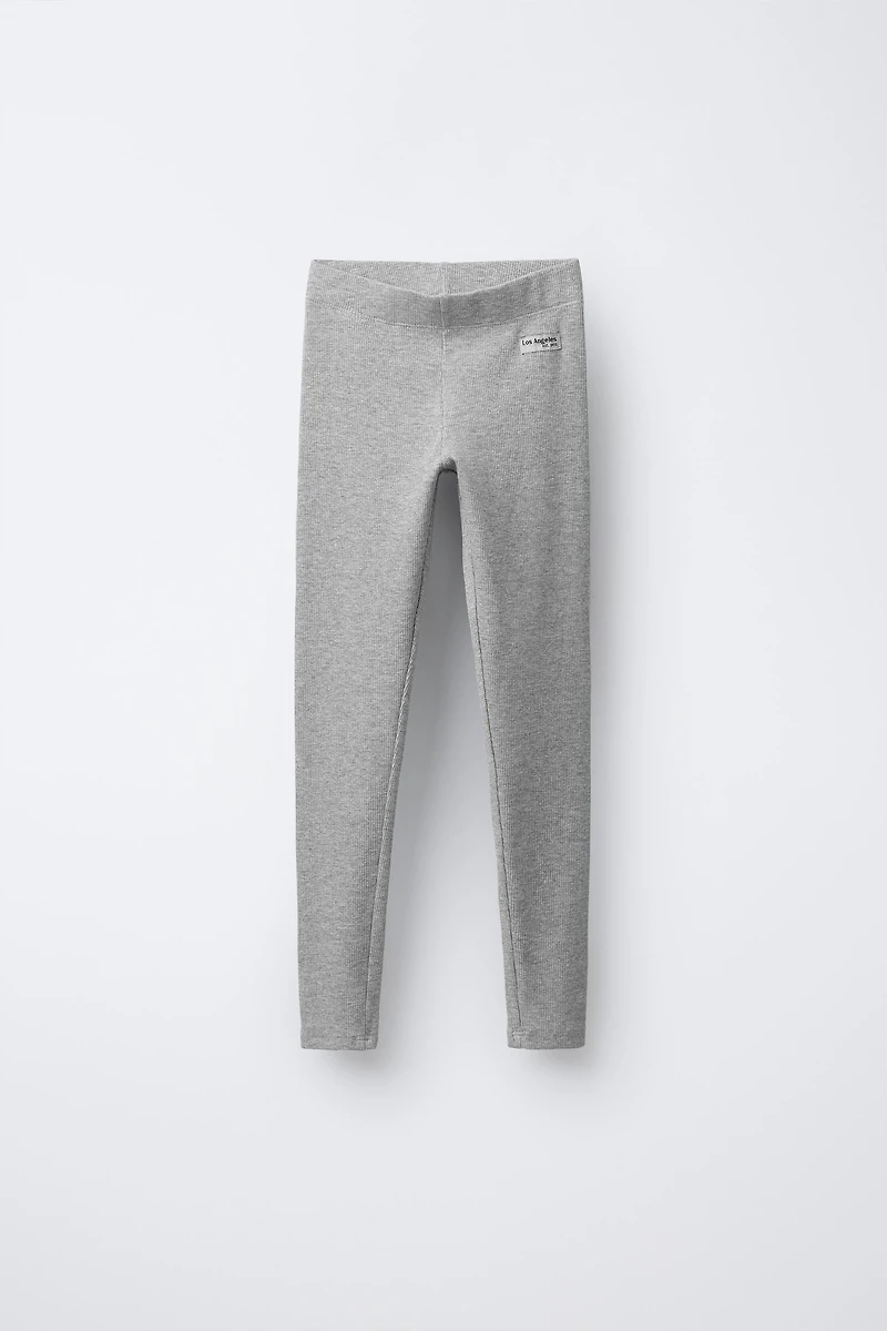 RIBBED LEGGINGS WITH LABEL
