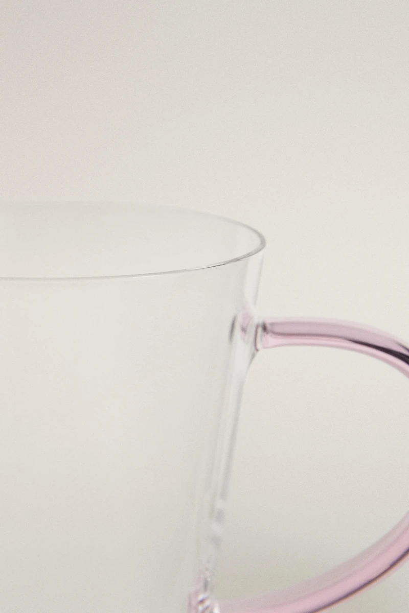 BOROSILICATE GLASS MUG WITH COLOURED HANDLE