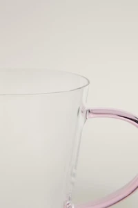 BOROSILICATE GLASS MUG WITH COLOURED HANDLE