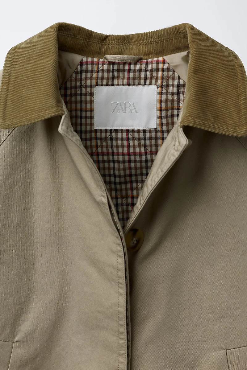 CORDUROY COLLAR TRENCH COAT