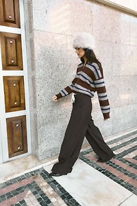 DOUBLE WAISTBAND WIDE-LEG PANTS