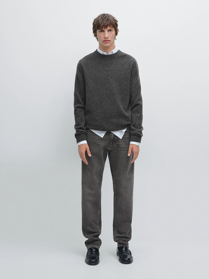 Pull col rond 100 % laine