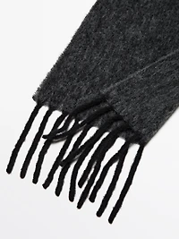 Alpaca blend knit scarf with fringing