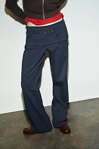 CHECK BELTED PANTS