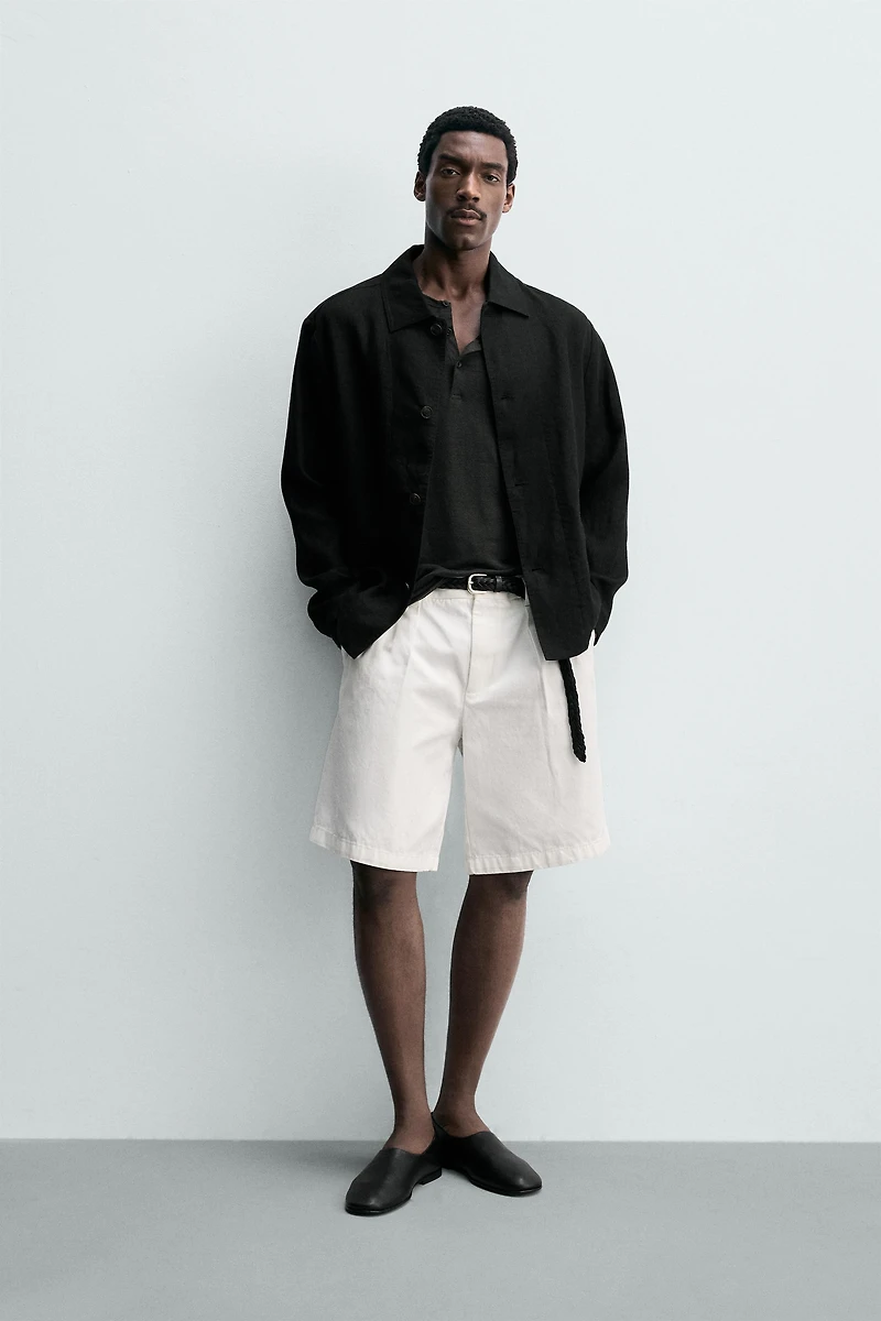 REGULAR FIT 100% LINEN OVERSHIRT