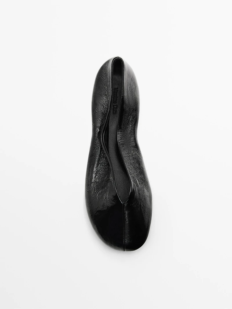 Shiny soft leather ballet flats