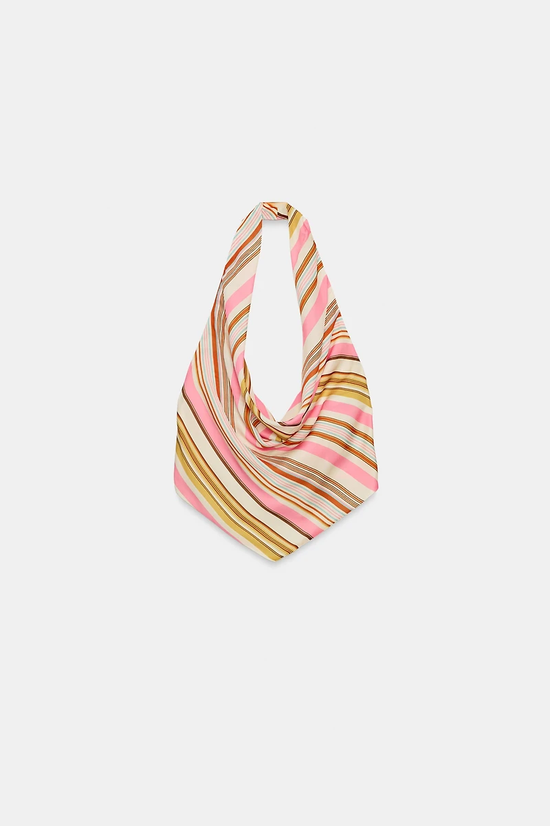 TOP SATINÉ HALTER À RAYURES