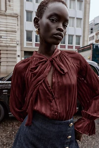 STRIPED BLOUSE WITH BOW