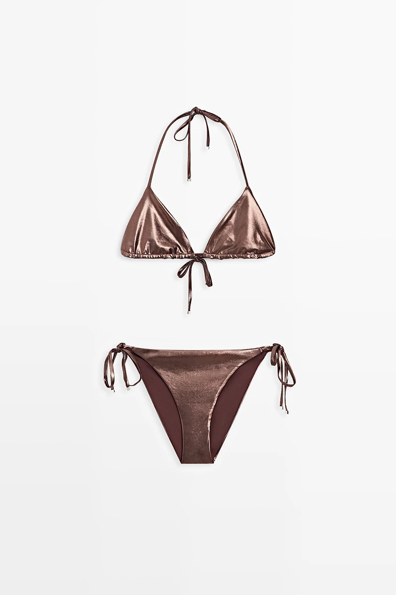 Metallic triangle bikini set