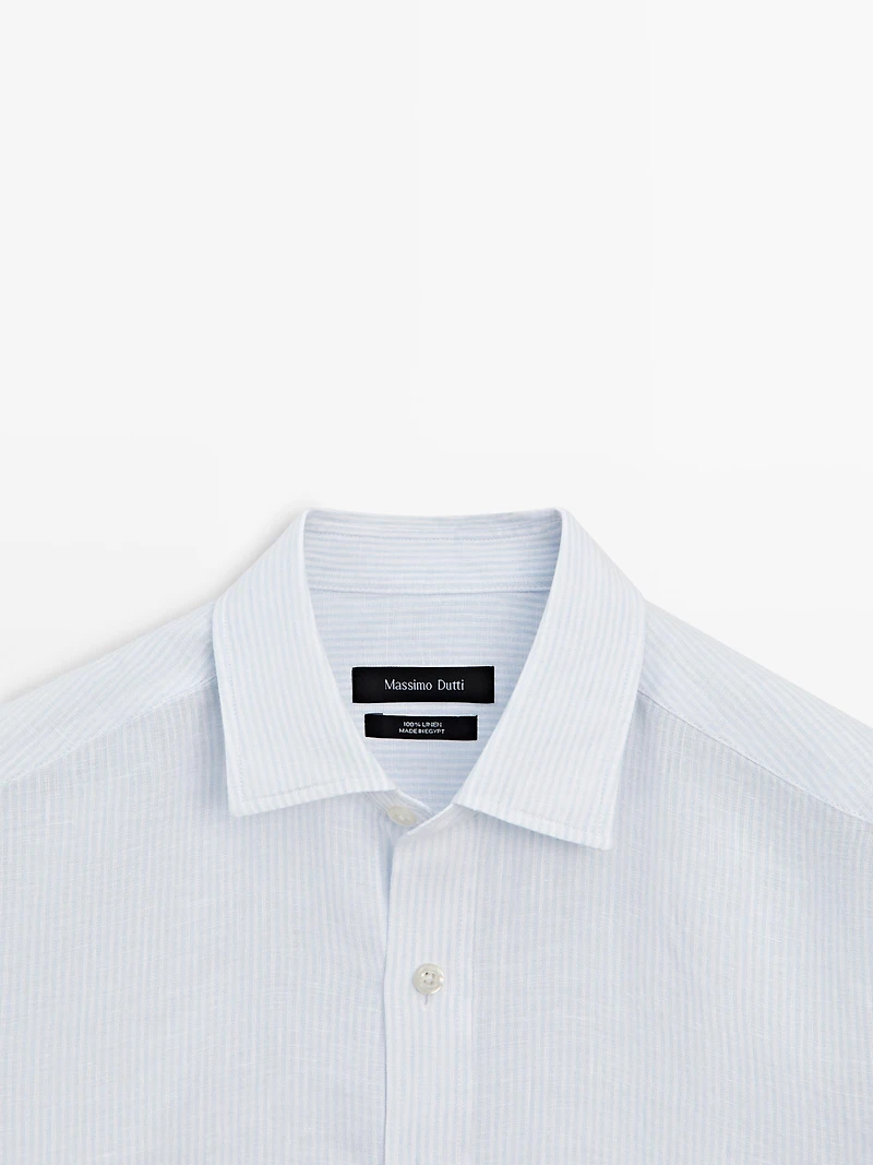 Striped slim fit linen shirt