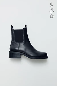 WATER REPELLENT LEATHER CHELSEA ANKLE BOOTS