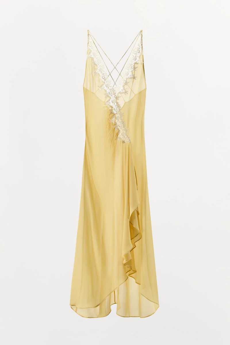RUFFLED LACE GEORGETTE DRESS