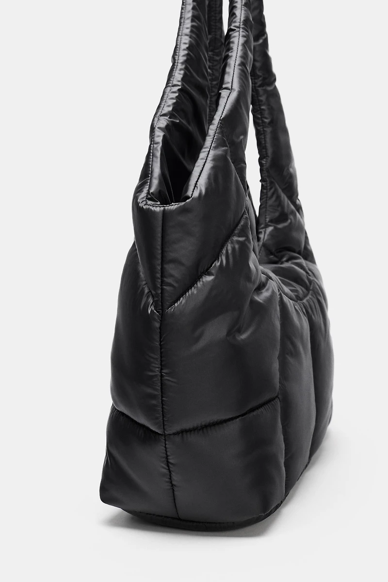 QUILTED EFFECT SHOPPER BAG