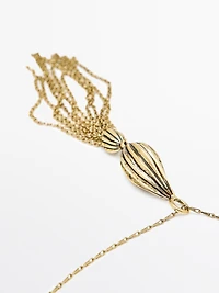 Pendentif long cacao houppe