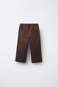 CROSSOVER WAIST WIDE LEG JEANS