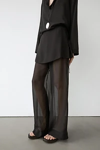 Flowing contrast silk pants