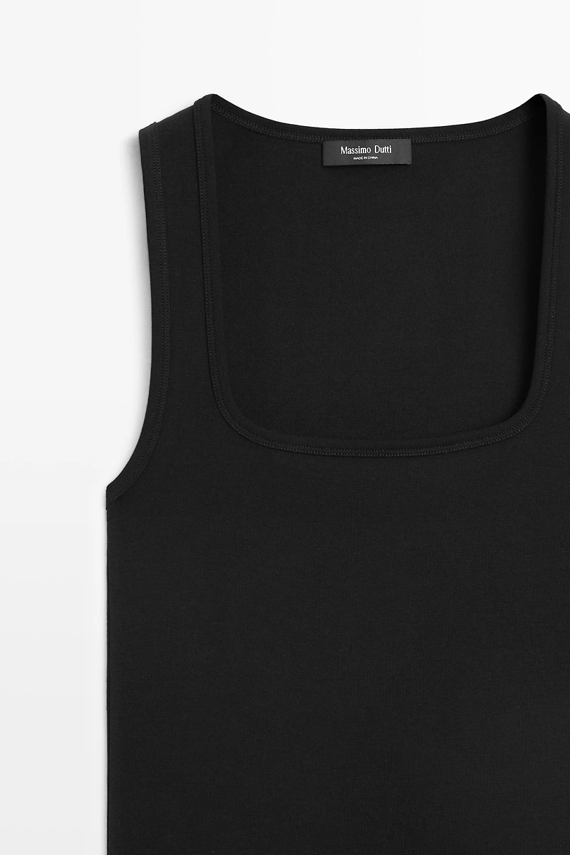 Cotton blend square neck top