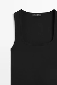 Cotton blend square neck top